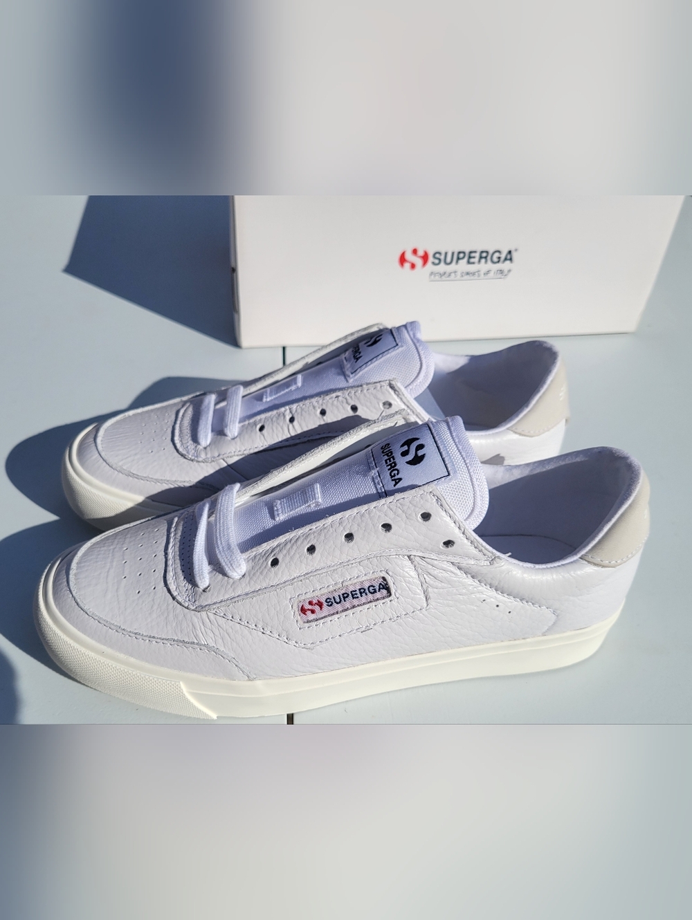 Superga White Leather Low-Top Sneakers - Picture 5 of 7